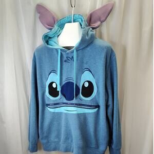 Disney Parks Stitch Hoodie with Ears on Hood and Zipped Mouth, M